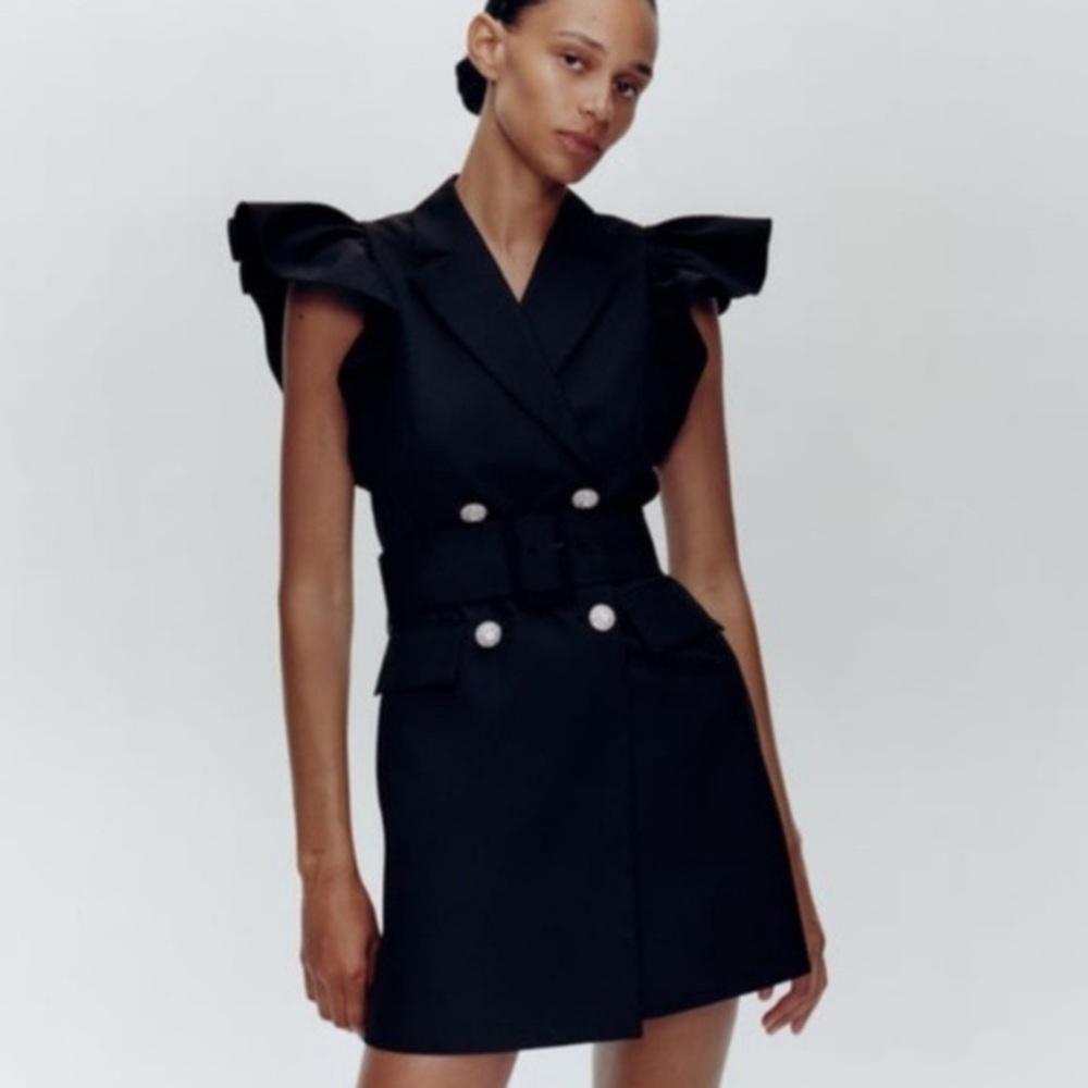 ❌SOLD❌ Blazer vest dress with ruffles